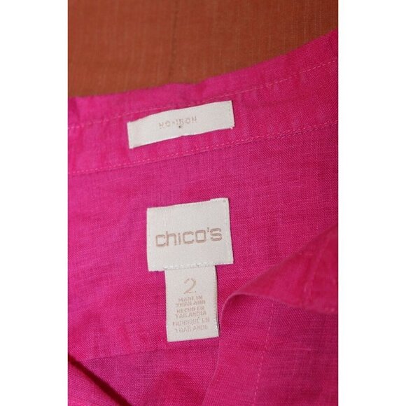 Chicos Womens Button-Up Fuchsia Linen Shirt Size 2x - Picture 6 of 9